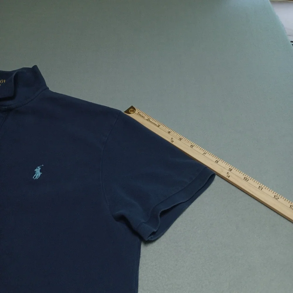 Polo Ralph Lauren Polo Shirt Mens XL Navy Blue Custom Slim Fit Cotton Pique Logo